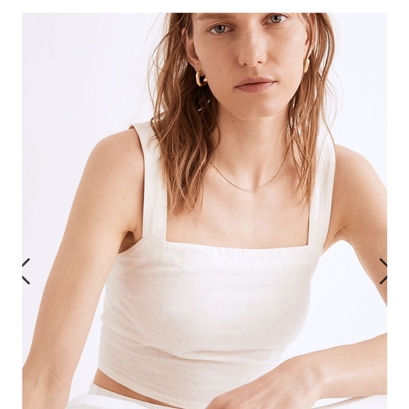 Linen-Blend Abbie Crop Top madewell size medium - Picture 3 of 5